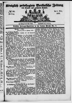 Königlich privilegirte Berlinische Zeitung von Staats- und gelehrten Sachen vom 01.03.1850