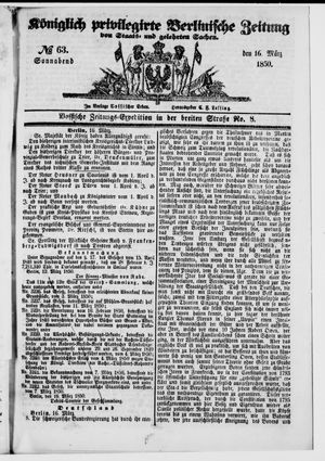Königlich privilegirte Berlinische Zeitung von Staats- und gelehrten Sachen vom 16.03.1850