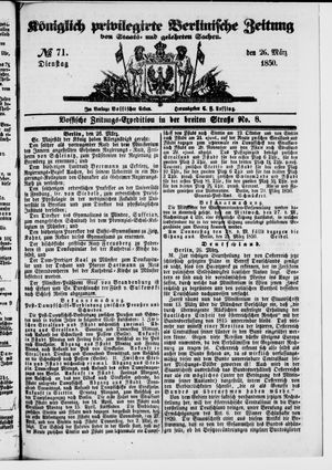 Königlich privilegirte Berlinische Zeitung von Staats- und gelehrten Sachen vom 26.03.1850