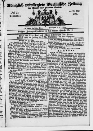 Königlich privilegirte Berlinische Zeitung von Staats- und gelehrten Sachen vom 28.03.1850