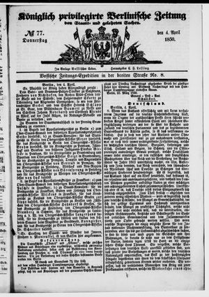 Königlich privilegirte Berlinische Zeitung von Staats- und gelehrten Sachen on Apr 4, 1850