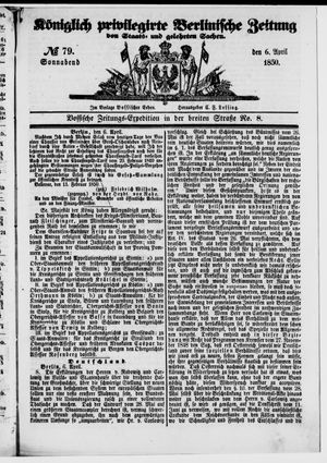 Königlich privilegirte Berlinische Zeitung von Staats- und gelehrten Sachen vom 06.04.1850