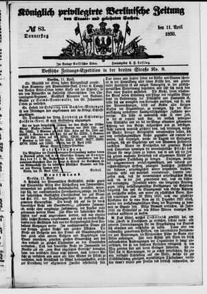 Königlich privilegirte Berlinische Zeitung von Staats- und gelehrten Sachen on Apr 11, 1850