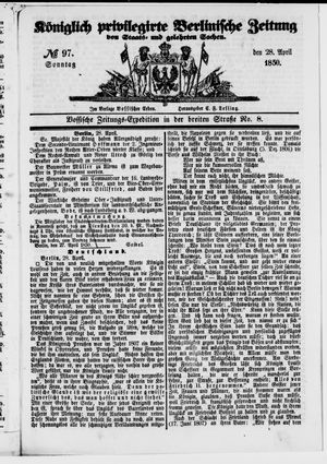 Königlich privilegirte Berlinische Zeitung von Staats- und gelehrten Sachen vom 28.04.1850