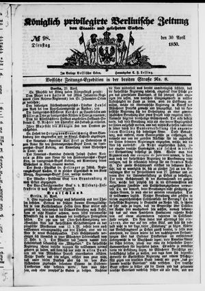 Königlich privilegirte Berlinische Zeitung von Staats- und gelehrten Sachen on Apr 30, 1850