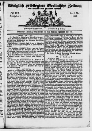 Königlich privilegirte Berlinische Zeitung von Staats- und gelehrten Sachen on May 4, 1850