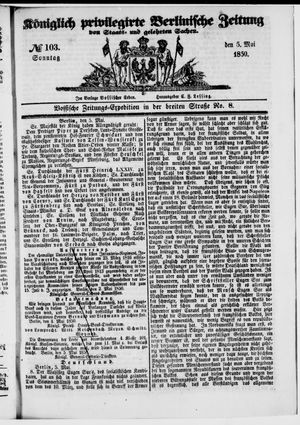 Königlich privilegirte Berlinische Zeitung von Staats- und gelehrten Sachen vom 05.05.1850