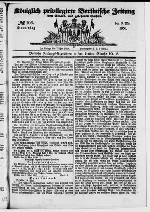 Königlich privilegirte Berlinische Zeitung von Staats- und gelehrten Sachen on May 9, 1850