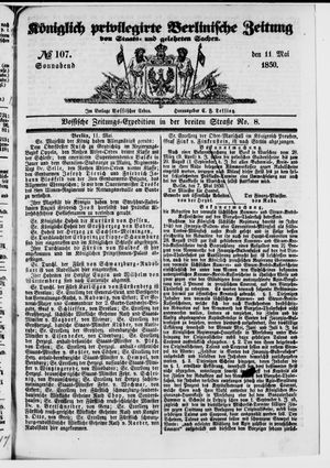 Königlich privilegirte Berlinische Zeitung von Staats- und gelehrten Sachen on May 11, 1850