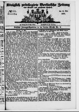Königlich privilegirte Berlinische Zeitung von Staats- und gelehrten Sachen vom 16.05.1850