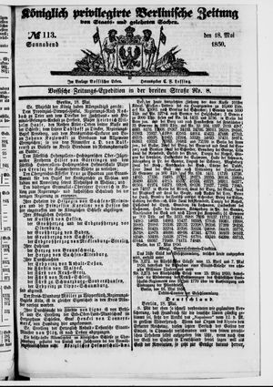 Königlich privilegirte Berlinische Zeitung von Staats- und gelehrten Sachen on May 18, 1850