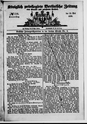 Königlich privilegirte Berlinische Zeitung von Staats- und gelehrten Sachen on May 23, 1850
