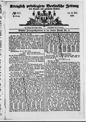 Königlich privilegirte Berlinische Zeitung von Staats- und gelehrten Sachen on May 24, 1850