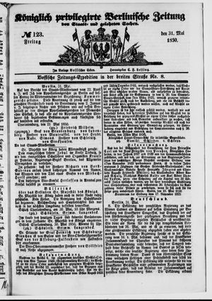 Königlich privilegirte Berlinische Zeitung von Staats- und gelehrten Sachen vom 31.05.1850