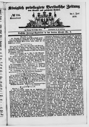 Königlich privilegirte Berlinische Zeitung von Staats- und gelehrten Sachen on Jun 1, 1850