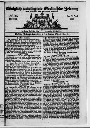 Königlich privilegirte Berlinische Zeitung von Staats- und gelehrten Sachen vom 12.06.1850