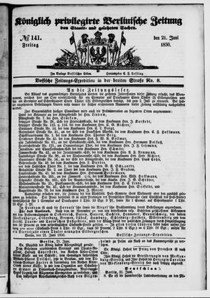 Königlich privilegirte Berlinische Zeitung von Staats- und gelehrten Sachen vom 21.06.1850