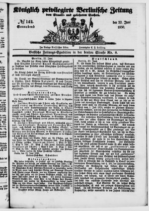 Königlich privilegirte Berlinische Zeitung von Staats- und gelehrten Sachen on Jun 22, 1850