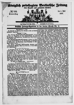 Königlich privilegirte Berlinische Zeitung von Staats- und gelehrten Sachen vom 04.07.1850