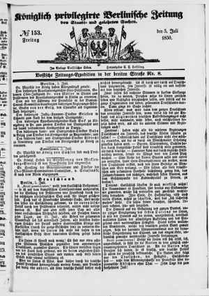 Königlich privilegirte Berlinische Zeitung von Staats- und gelehrten Sachen vom 05.07.1850