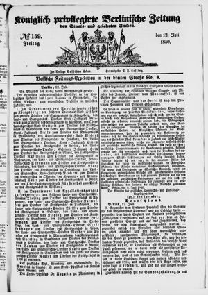 Königlich privilegirte Berlinische Zeitung von Staats- und gelehrten Sachen vom 12.07.1850