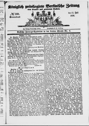Königlich privilegirte Berlinische Zeitung von Staats- und gelehrten Sachen on Jul 13, 1850