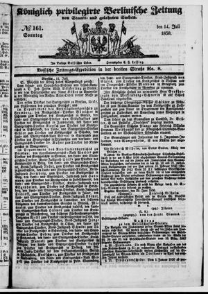 Königlich privilegirte Berlinische Zeitung von Staats- und gelehrten Sachen vom 14.07.1850