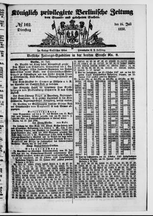 Königlich privilegirte Berlinische Zeitung von Staats- und gelehrten Sachen vom 16.07.1850