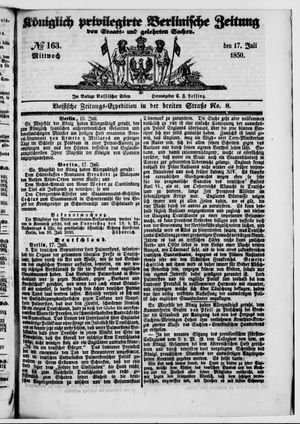 Königlich privilegirte Berlinische Zeitung von Staats- und gelehrten Sachen vom 17.07.1850