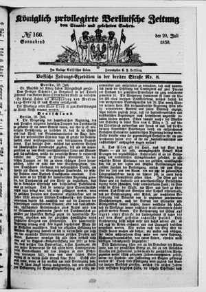 Königlich privilegirte Berlinische Zeitung von Staats- und gelehrten Sachen vom 20.07.1850