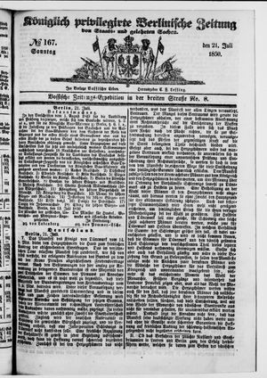 Königlich privilegirte Berlinische Zeitung von Staats- und gelehrten Sachen vom 21.07.1850
