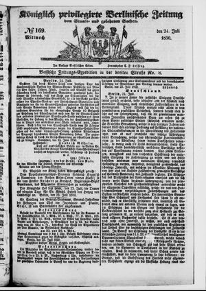 Königlich privilegirte Berlinische Zeitung von Staats- und gelehrten Sachen vom 24.07.1850