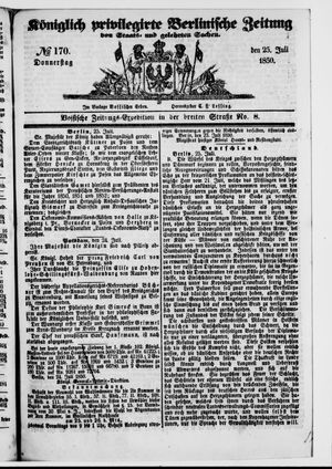 Königlich privilegirte Berlinische Zeitung von Staats- und gelehrten Sachen on Jul 25, 1850