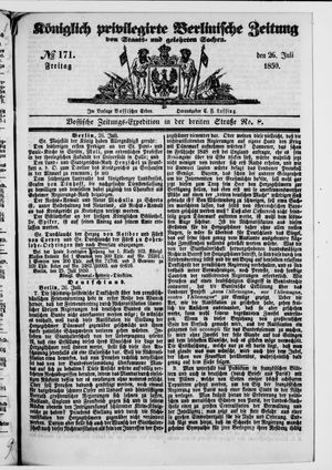 Königlich privilegirte Berlinische Zeitung von Staats- und gelehrten Sachen on Jul 26, 1850