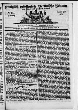 Königlich privilegirte Berlinische Zeitung von Staats- und gelehrten Sachen vom 30.07.1850