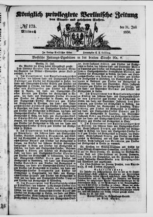 Königlich privilegirte Berlinische Zeitung von Staats- und gelehrten Sachen vom 31.07.1850