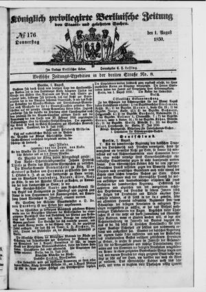 Königlich privilegirte Berlinische Zeitung von Staats- und gelehrten Sachen on Aug 1, 1850