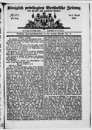 Königlich privilegirte Berlinische Zeitung von Staats- und gelehrten Sachen on Aug 2, 1850