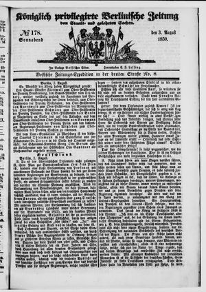 Königlich privilegirte Berlinische Zeitung von Staats- und gelehrten Sachen vom 03.08.1850