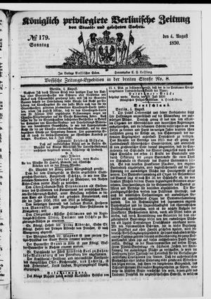 Königlich privilegirte Berlinische Zeitung von Staats- und gelehrten Sachen vom 04.08.1850