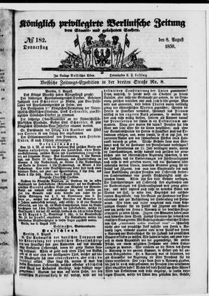 Königlich privilegirte Berlinische Zeitung von Staats- und gelehrten Sachen on Aug 8, 1850