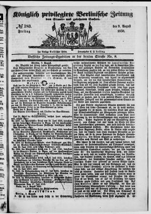 Königlich privilegirte Berlinische Zeitung von Staats- und gelehrten Sachen vom 09.08.1850