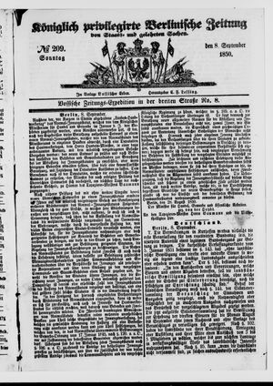 Königlich privilegirte Berlinische Zeitung von Staats- und gelehrten Sachen vom 08.09.1850