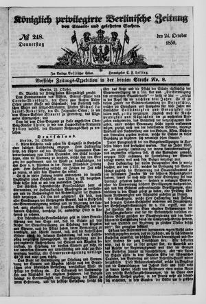 Königlich privilegirte Berlinische Zeitung von Staats- und gelehrten Sachen vom 24.10.1850