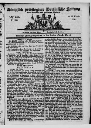 Königlich privilegirte Berlinische Zeitung von Staats- und gelehrten Sachen on Oct 25, 1850