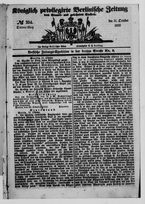 Königlich privilegirte Berlinische Zeitung von Staats- und gelehrten Sachen vom 31.10.1850
