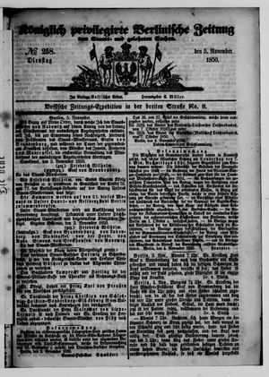 Königlich privilegirte Berlinische Zeitung von Staats- und gelehrten Sachen vom 05.11.1850