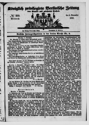 Königlich privilegirte Berlinische Zeitung von Staats- und gelehrten Sachen on Nov 6, 1850