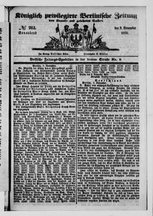Königlich privilegirte Berlinische Zeitung von Staats- und gelehrten Sachen vom 09.11.1850
