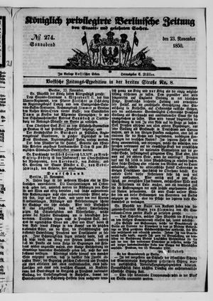 Königlich privilegirte Berlinische Zeitung von Staats- und gelehrten Sachen on Nov 23, 1850